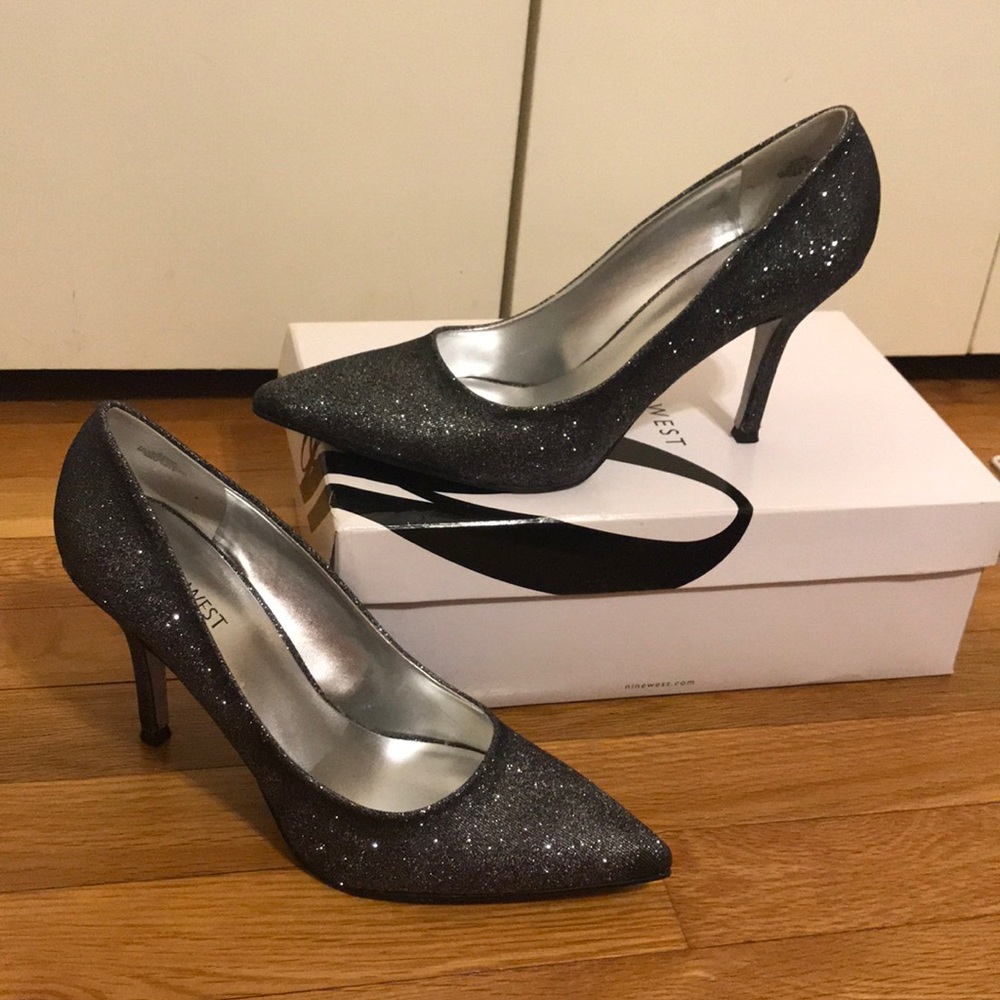 Nine West silver heels